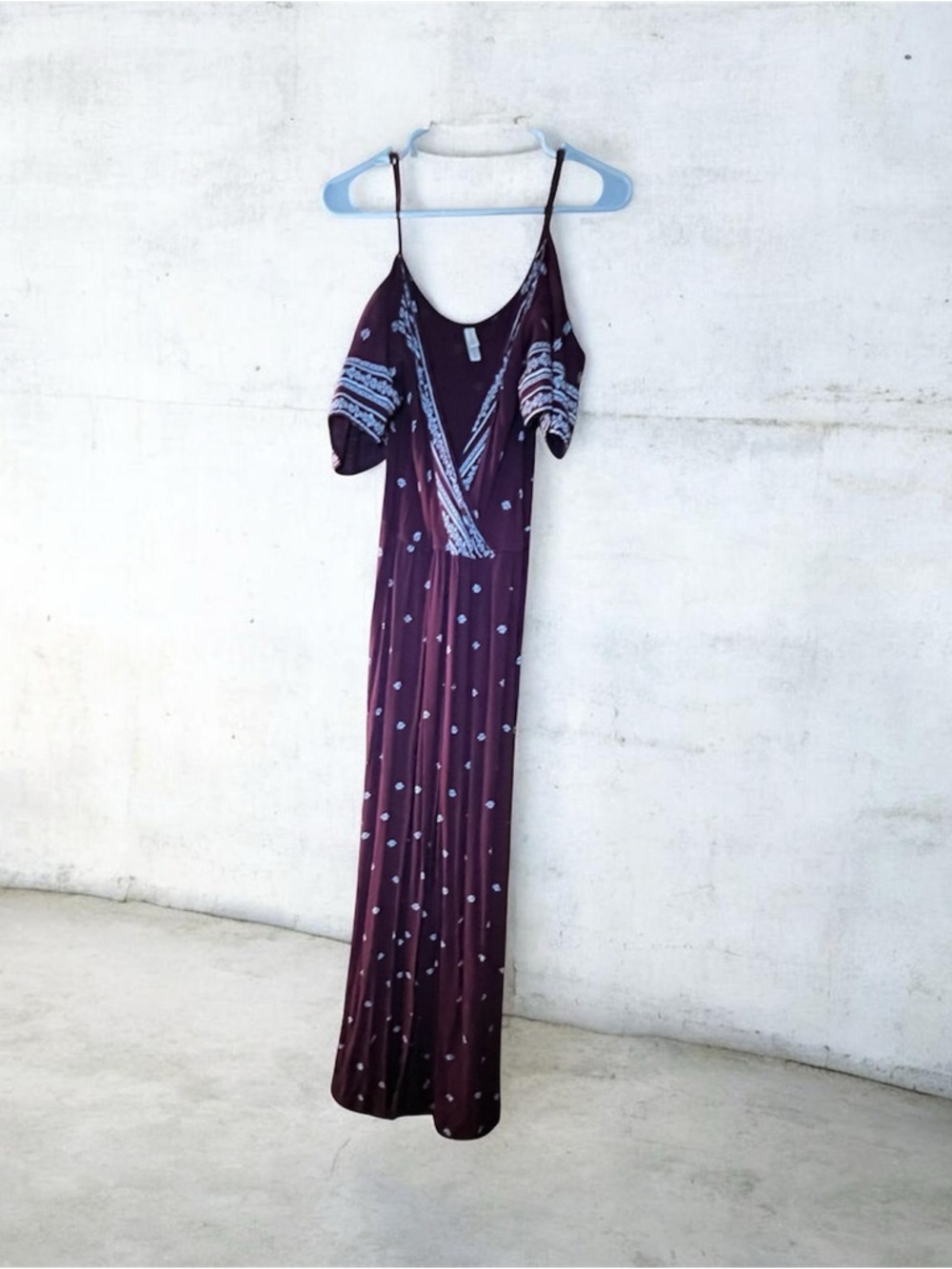 Xhilaration Plum Maxi Dress with White Floral Print